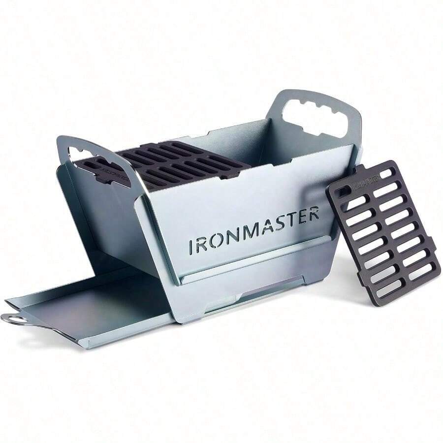 Parrilla portatil plegable Hibachi resistente y duradera pequeña parrilla de carbon para acampar al aire ultima intervension Yakitori con rejilla de coccion de hierro fundido 11.5 x 5.5 pulgadas - aceroinoxidable - Ver 1