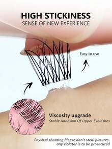 Asiteo 120片C型卷翘假睫毛，分段式内置粘胶条，逼真睫毛，适合初学者，日常佩戴，带粘胶条，可延长睫毛 - C - 查看 2