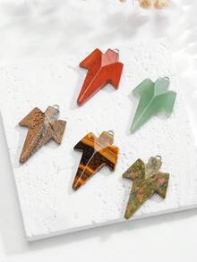 1pc/25x38mm/ Natural Stone Maple Leaf-Shaped Pendant, Tiger's Eye Red And Stone Flower Green, Suitable For DIY Making Hair Clips, Mobile Phone Decorations, Etc. It Can Also Be Placed On The Table As A Mini Statue And Is A Good Choice. DIY Jewelry, Perforated Pendant, Bohemian Style - 25x38mm Maple Leaf-shaped Pendant - View 4