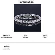 Ondia One 新款 2mm-5mm 100% 莫桑石网球手链 D 色 925 纯银镀白金钻石测试通过珠宝带有 GRA 证书适合女性的礼物。