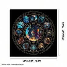 1pc Black Enchanting 12 Constellations Divination Altar Cloth - Vibrant Polyester Altar Mat With Celestial & Floral Design For Tarot Reading, Witchcraft & Astrology, Tarot Tablecloth Boho Playmat Cloth Home Decor - Multicolor - View 10