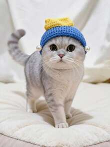 4pcs HUITAIYANG Pet Headbands, Suitable For Small Dogs And Cats, Includes Frog, Piggy, And Other Cute Knitted Pet Headpieces, Fits Medium And Small Pets