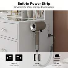 Yanosaku Vanity With Power Outlet, Vanity Desk With Mirror And 10 LED Lights, 10 Drawers Makeup Vanity With 6 Shelves, Fold-Up Panel, Vanity Table With Chair For Bedroom - 查看 9