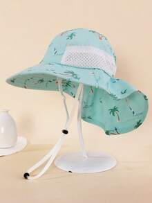1pc Kids Sun Hat With Neck Protector (Unisex) - Wide Brim UV Protection Bucket Hat, Breathable Mesh Outdoor Beach Hat, Suitable For Children In Summer - Printed Bucket Hat - View 13