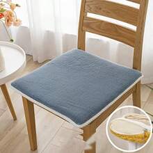R-Tick Fluffy Plain All-Season seat40*40 * 4*1  Dining Cairs Macine Wasable Smoot to Te  Blue 50 * 50 * 4*4 - como en la foto - Ver 2