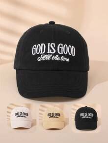 1pc Youth & Kids Cotton Baseball Cap - "GOD IS GOOD All The Time" Faith-Inspired Embroidered Hat, Adjustable Fit Back To School Casual Play Spiritual Growth Cap For Boys Girls - GOD IS GOOD All the Time - View 3