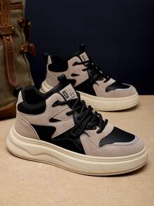 New Thick Sole Casual Lace-Up Versatile Multi-Color Skateboard Shoes, Sneakers Suitable For Daily, Work, Gathering - Black Brown - View 4