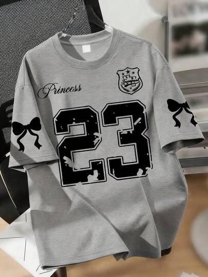 女童Y2K 23号T恤，可爱又个性十足，面料柔软舒适，适合夏季上学日常穿着。