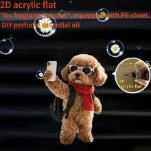 2D Flat, 1pc Selfie Teddy Dog Pattern Car Air Outlet Decoration Clip, Car Air Fresh, Scent Diffuser, Car Accessories, Car Fun Durable Decoration, Make Travel More Interesting, Ideal Gift - Multicolor - View 5