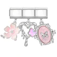 3件套DIY模块化串珠手链，饰有心形、月亮、蝴蝶、字母、樱桃元素，适合圣诞节、新年、万圣节、情人节等场合，采用水钻设计，是圣诞节和万圣节的必备单品，兼具实用性和时尚感，圣诞风格，设计精美，不锈钢材质，可作为圣诞装饰品、派对穿搭指南、圣诞礼物、优雅黑色款、万圣节配饰，适合作为送给朋友/家人/情侣的派对礼物。