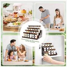 ERUIV Square Spice Jars, 2-In-1 Design With Acacia Wood Stand (FCM®) – Set Of 24 Spice Jars (120 Ml Each), Including Multiple Labels, Can Be Stood Upright And Is Suitable For Drawers – Spice Rack For Drawers And Spice Jars - 24 Spice Jars + Wooden Frame - View 6