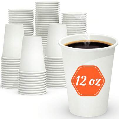 50pcs 12/7oz Paper Cups, Hot Drink Cups, Cold Drink Cups, Leak-Proof Disposable White Paper Cups, Suitable For Milk Tea, Coffee, Picnic, Travel, Events, Mouthwash, Parties, Birthdays, Hot Drinks, Chocolate, Juice, Cafes, Bars, Offices, Home And More