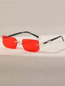 1 pieza Gafas de moda unisex con marco pequeño y sin marco, versátil y personalizado, estilo Y2K - Negro - Ver 10