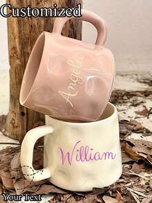 Handmade Ceramic Coffee Mug - Asymmetrical Nordic Style Cup, Suitable For Tea And Coffee, Reusable, Ideal For Couples, Hand Wash Only, Ceramic Cup | Nordic Style Cup | Smooth Texture Cup - Multicolor - View 4