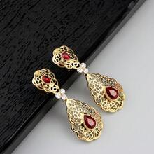 1 Pair Elegant Arabic Style Women's Teardrop Earrings, Moroccan Algerian Traditional Festival Party Jewelry - Hollow Earrings - View 16