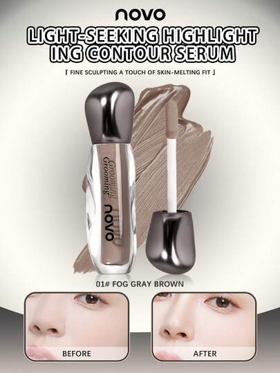 NOVO Maquillaje líquido impermeable y resistente al sudor para contornear, iluminar y sombrear, con un aspecto natural y esculpido, ligero y de fácil mezcla, adecuado para otoño/invierno, uso diario, Navidad, Año Nuevo, regalo para mujeres, fiestas, principiantes y asequible