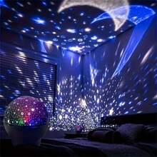 1pc Star & Moon Projection Night Light - USB Powered - Projection Lamp - Bedside Bedroom Atmosphere Light - Rotating Room Projector Light - Multi-color light - View 7