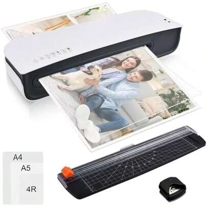 Enmicadora Térmica, A4 Máquina Laminadora Carta y Oficio, Laminadora Termica Personal 4 en 1 con 75 Hojas Laminadoras, Cortador de Papel y Esquinas Redondas para Hogar, Escuela y Oficina