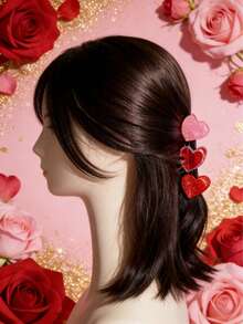 1个可爱优雅的亚克力发爪夹，休闲/派对佩戴皆宜，4厘米心形发夹，简约奢华发饰，适合所有季节，优雅的发爪夹，情人节配饰礼物，夏季海滩度假必备。 - 彩色 - 查看 7