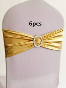 Dây chun buộc ghế màu vàng ánh kim (1 cái/6 cái/10 cái/20 cái), nơ buộc ghế bằng kim loại, thích hợp cho các buổi họp mặt gia đình, tiệc chiêu đãi, tiệc cưới, tiệc khách sạn, trang trí ghế sinh nhật. - Vàng - Xem 12