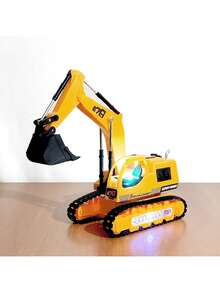 Escavadeira com Esteira Controle Luz Super Trator Presente - Amarelo mostarda - Visão 7