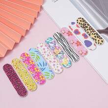 2pcs/Set Double-Sided Printed Nail File, EVA Sandpaper Nail Grinder With Random Pattern, Nail Care & Manicure Tool For Women