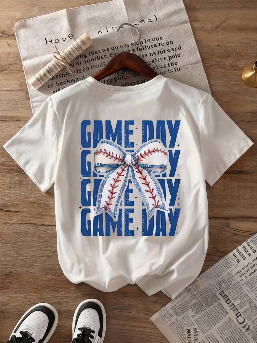 Áo thun nữ cổ tròn dáng rộng, áo thun ngắn tay màu trắng in họa tiết, áo thun họa tiết cho mùa hè. - trắng - Xem 1