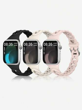 Dammode, andningsbart vattentätt silikonarmband, lämpligt för 38 mm 40 mm 41 mm 42 mm 44 mm 45 mm 49 mm, perforerad kedja i midjan, lämplig för SE-serien 9/8/7/6/5/4/3/2/1, tillbehör till smartklockarmband