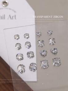 5/10 piezas Nuevos productos terminados de cristal de imitación de zirconia transparente para decoración de uñas, adornos de uñas con forma de corazón/óvalo/bola brillante y apilable de alta gama, suministros para uñas - Blanco - Ver 6