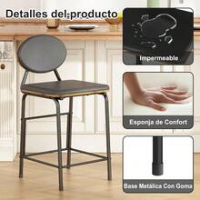 ASDGILLAS Set de 2 Bancos para BarraSillas Altas Minimalistas y Elegantes. Adecuadas para Cocinas Comedores y Restaurantes.Apto Tanto para Interiores como para Exteriores - Cuero - Ver 5