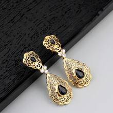 1 Pair Elegant Arabic Style Women's Teardrop Earrings, Moroccan Algerian Traditional Festival Party Jewelry - Hollow Earrings - View 10