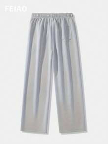 男士复古硬币图案抽绳休闲舒适长款运动裤，四季皆宜，秋季款