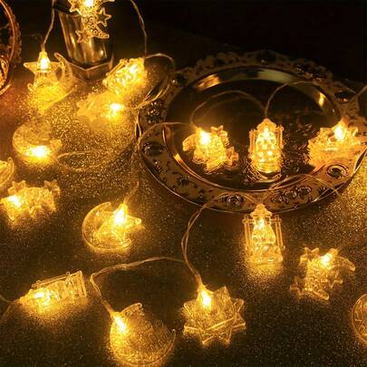 1pc 10/20LED 1.5/3M Home Decor Star Moon String Lights,Battery Power Star Fairy String Lights, Indoor Room Decor, Bedroom Decor, Wall Decor String Lights, Wedding Party Holiday Decorative Star String Lights