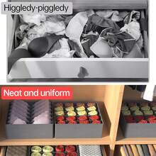 12pcs Multi-Layer Classic Fabric Drawer Storage Boxes For Underwear, Socks And Clothing - Fleece Storage Boxes, Home Storage Boxes, Storage Bins - Black - View 9