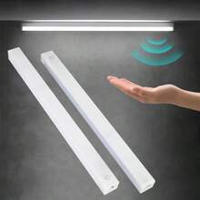 Luz Led con Sensor de Movimiento 2 Modos Ajustables 30 cm Lampara LED Recargable Luz LED de Interior con Ajuste de Brillo para Libreria Armario Dormitorio Pasillo 2pcs Luz Blanca - Blanco - Ver 1