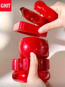 1pc Oversized Red Fashionable Bracelet, Suitable For Women's Daily Wear And Gift (Size Deviation 3mm/0.11 Is Normal) Geometric Pattern Elements - Red Series Bracelets - View 3