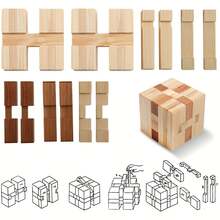 4-In-1 Wooden Educational Toy Set, Including 3D Logic Puzzle, Snake Cube, Magic Cube, Disassembly & Assembly Puzzle, Suitable For Teens And Adults