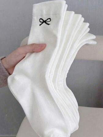 1/3/5/10켤레 여성용 단색 와이드 마우스 편안하고 심플한 스타일 구속 양말, 수분 흡수 및 통기성, 답답하지 않은 발, 미드 카프 양말