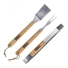 alpina Utensilios para Barbacoa de 3 Piezas Accesorios para Barbacoa con Pinzas de Barbacoa de Acero Inoxidable Tenedor de Carne y espatula para Barbacoa Regalos para Hombres Accesorios para - como en la foto - Ver 3