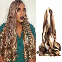 8 Packs French Curly Braiding Hair For Box Braids 24Inch Pre Stretched Loose Wavy  Bouncy Braiding Hair Extensions 75g/Pack Synthetic French Curl Crochet Hair Braids Extensions For Women Daily Holidays Party And Cosplay Braided Hair - 間色-27/33/613. - 查看 11