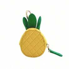 Mini Fruit Coin Purse Keychain – Strawberry Cherry Blueberry Shape, Cute Small Wallet, Bag Pendant, Girls' Accessories - 鳳梨 - 查看 1