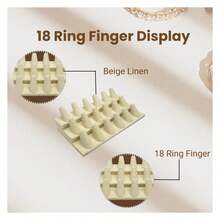 Box Beige Linen Jewelry 18 Rings Finger Display8.25x4.75x2.5 Inches With Square Base - Ring Holder Organizerfor Selling Or Personal Use - Display Stands For Rings - Multicolor 777 - View 2