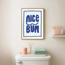 1 Stück gerahmtes/ungerahmtes Vintage Lustig Zitat Leinwand Poster, blau gestreifter Text, Badezimmer Wandkunst Muster, minimalistischer Toiletten Dekor, amüsante Kunst, geeignet für Badezimmer, Wohnheim, Wohnzimmer, Schlafzimmer, moderne Heimdekoration