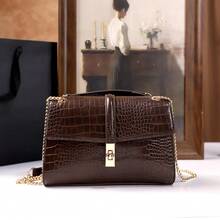 Elegant Crocodile Pattern Women's Handbag, 2026 New Niche Miradar Small Square Bag, Luxury Tote Shoulder Crossbody Bag - Brown - View 12