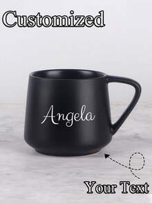 1pc Personalized Minimalist Mug, Matte Coffee Cup, Creative High-Value Black & White Cup, Office Water Mug, Couple Mug - Multicolor - View 1