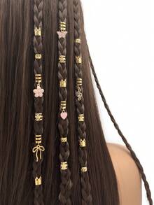 35个Y2K蝴蝶花朵发圈，适合编发，是送给女孩和女士的完美礼物，也适合舞会、派对和音乐节等场合。 - 金色 - 查看 2