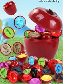12pcs Matching Toy Set For Toddler,Preschool Education Activity Toy,Finger Exercises,Apple Shape Match Toy With Storage,Color & Shape Matching Sorters - Multicolor - View 5