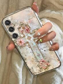 Flower Cross Phone Case Suitable For Compatible With IPhone 17,16, 15, 14, 13, 12, 11, Pro Max,Air, Plus,As Well As Galaxy S25/24/23/22/21 Ultra/FE/Edge/+,A73/72/54/53/52/50/35/34/33/25/24/23/22/20/16/15/14/13/12/10,Fashionable Phone Cases - Nhiều màu - Xem 4