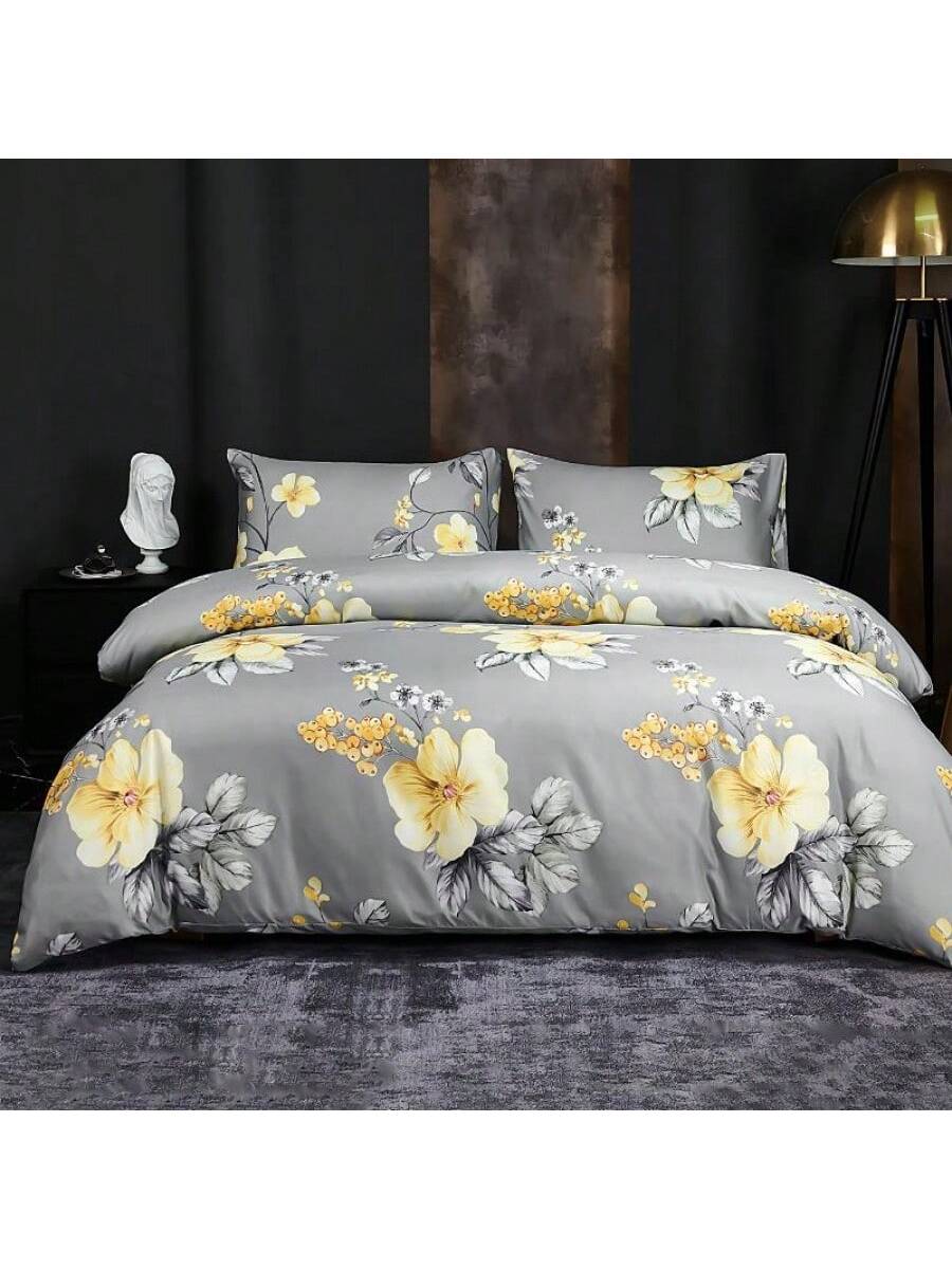 Kit de impresión de fundas nórdicas GB color gris y diseño floral de alta durabilidad de 220cm*220cm
