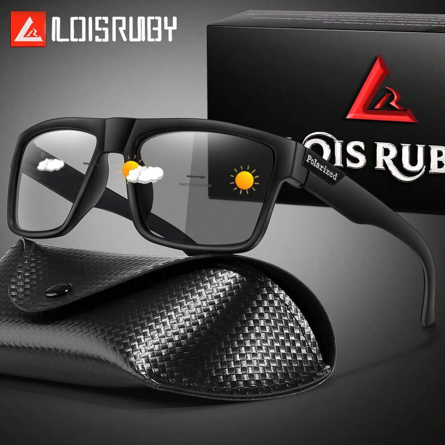 1 PC Fashionable Photochromic Sunglasses, UV 400, Suitable For Outdoor Activities Such As Running, Cycling, Fishing, Camping, Hiking, Unisex, With Glasses Case - Multicolor - View 1